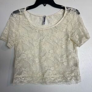 Women's Cream Lace Top